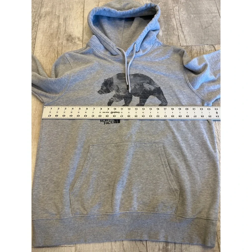 The North Face Mens Bear Mountain Graphic Hoodie Grey‎ Fleece Pullover Large